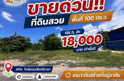 ขายด่วน!! ที่ดินสวย ทำเลดี ศรีราชา พื้นที่ 100 ตารางวา